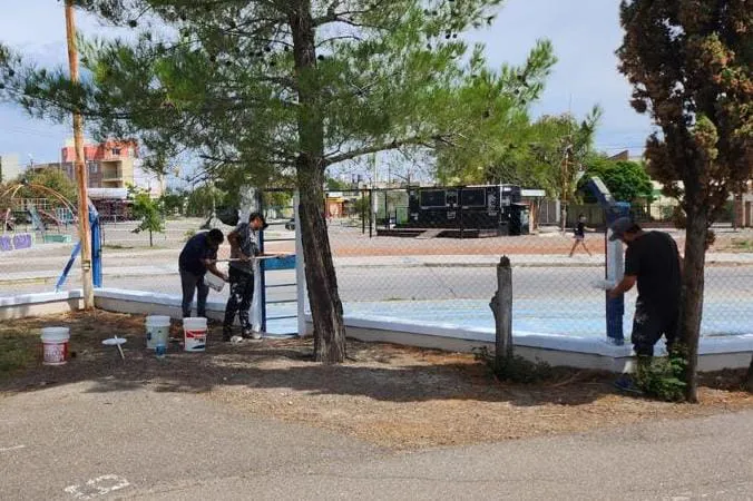 Trabajos en la pista de atletismo