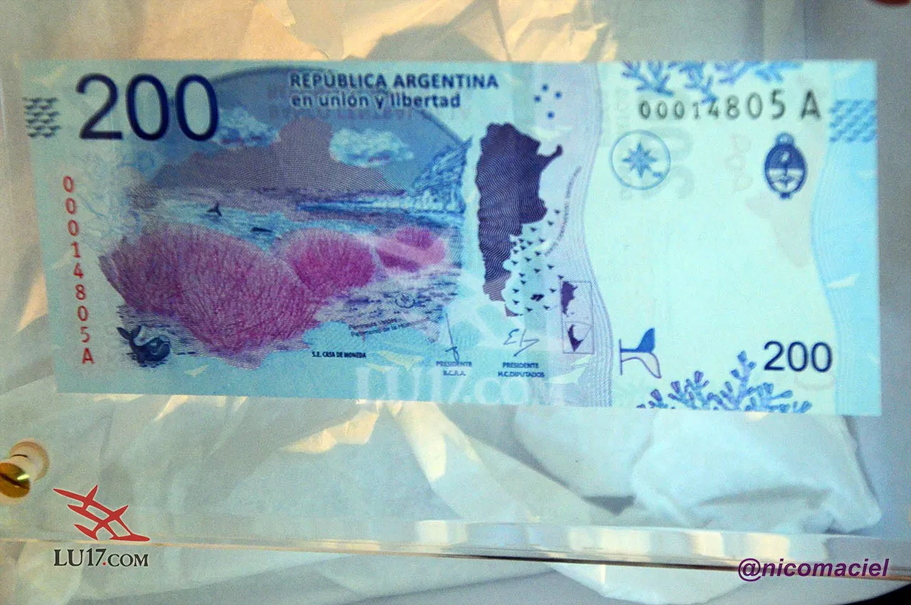 Reverso Billete de 200 pesos de curso legal argentino.