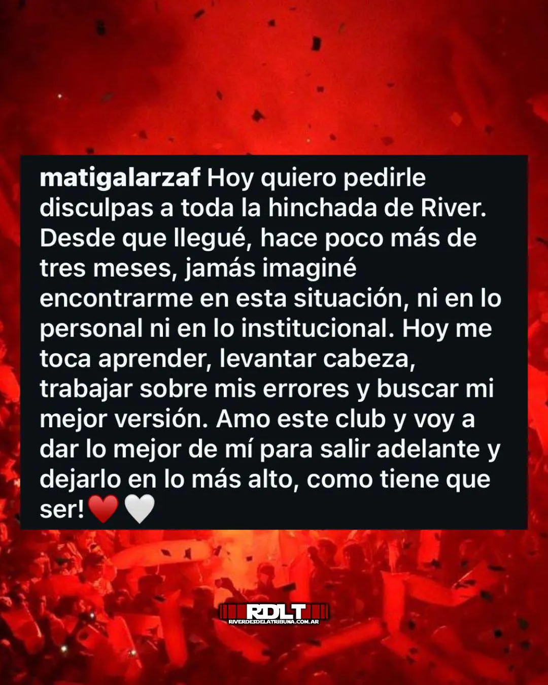 El mensaje de Matías Galarza Fonda generó impacto entre los hinchas de River. 2