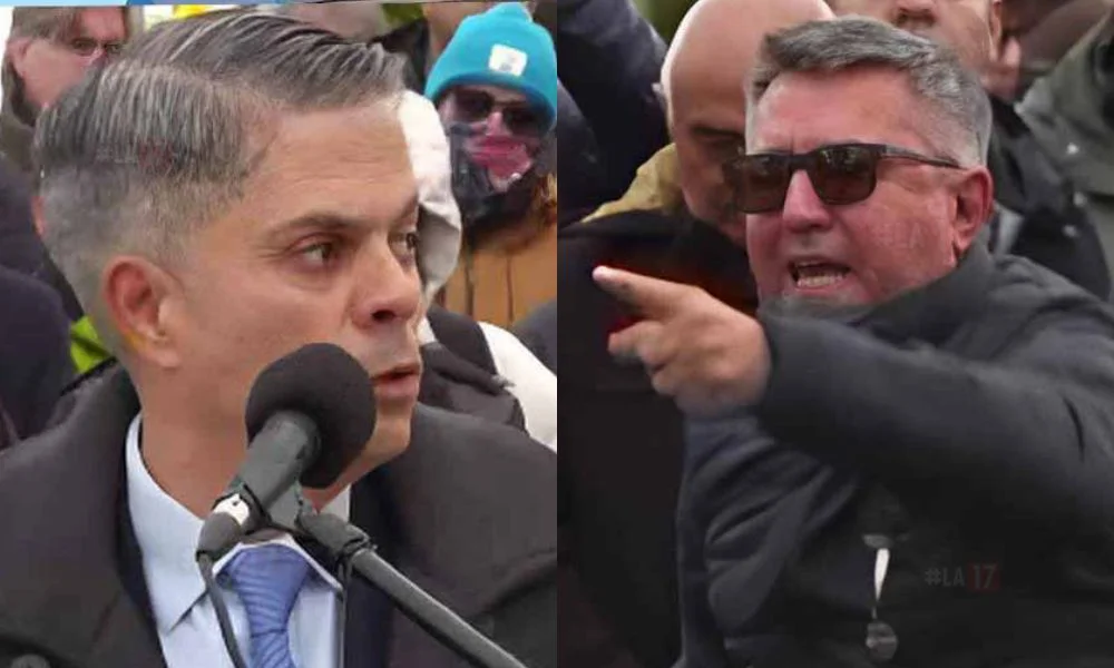 Daniel Guzmán interrumpió el discurso oficial