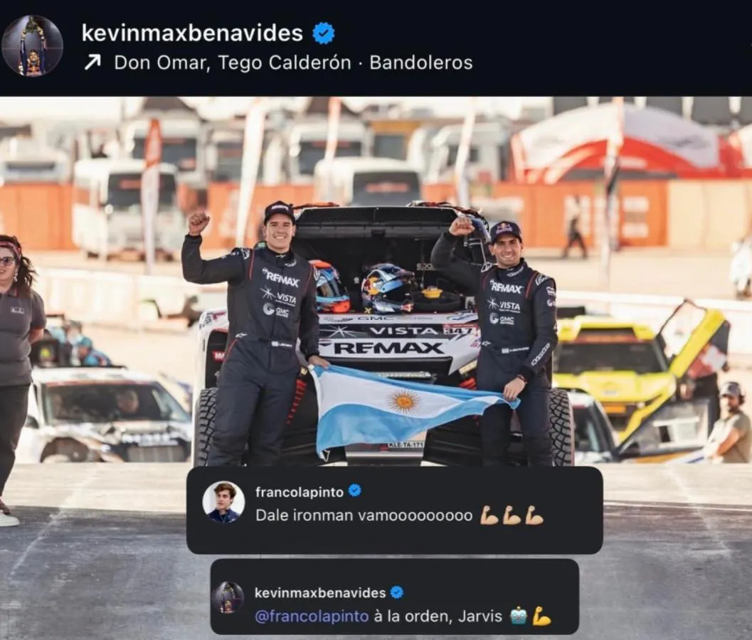 El piloto argentino de Fórmula 1 le envió un mensaje de apoyo a Kevin Benavides. 2