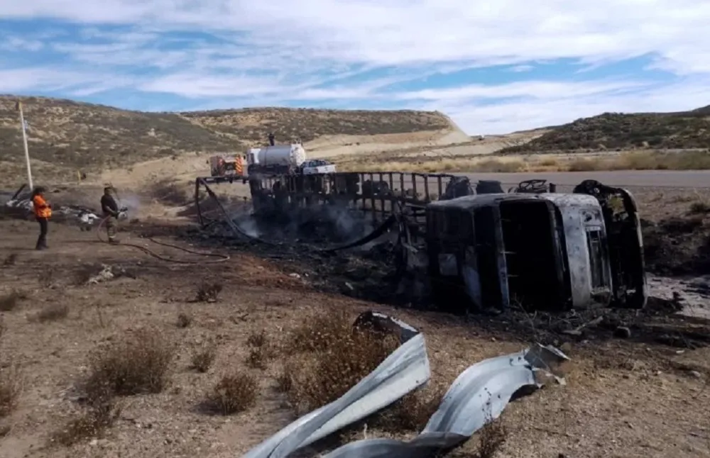 camión incendiado